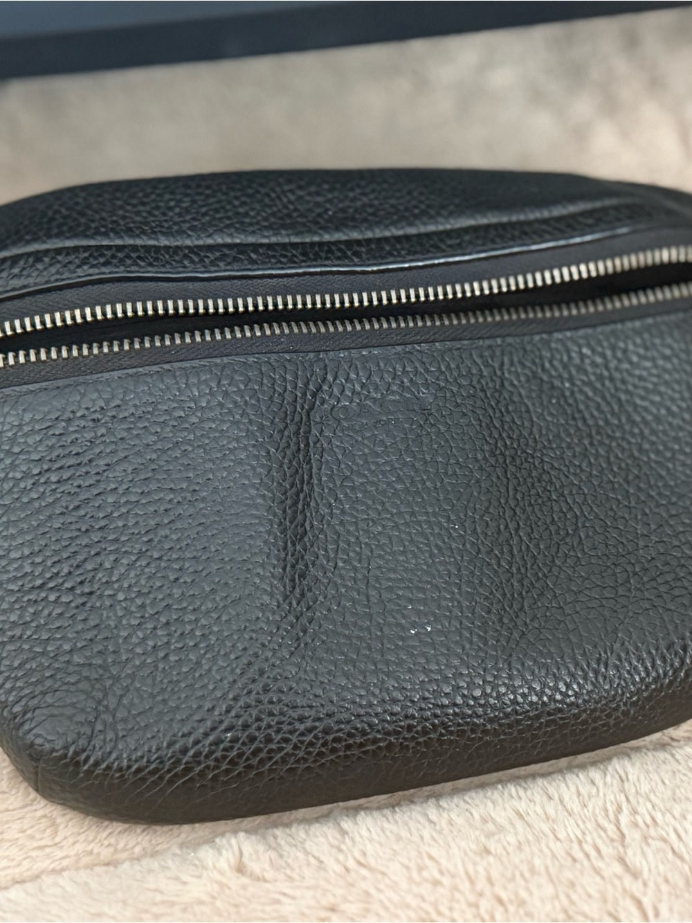 Coach Black Pebbled Leather Belt Bag with Silver Zip